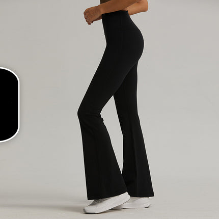 Black High-Waisted Lycra Yoga Bell-Bottom Pants for Women -Tummy Control & Butt Lifting