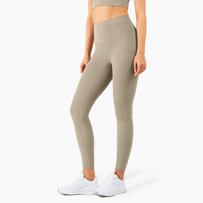 Size S Khaki High-Waisted Seamless Yoga Pants for Women