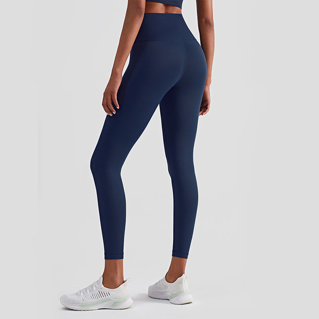 Size S Dark Blue High-Waisted Seamless Yoga Pants for Women
