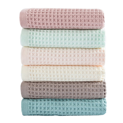 Green Pure Cotton Waffle Weave Bath Towel - Soft, Absorbent & Extra Large 70x140 cm for Home Use