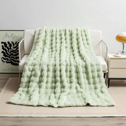 Green 100*160cm Plush Toscana Throw Blanket - Soft Flannel Fleece for All Seasons, Perfect for Couch & Bed