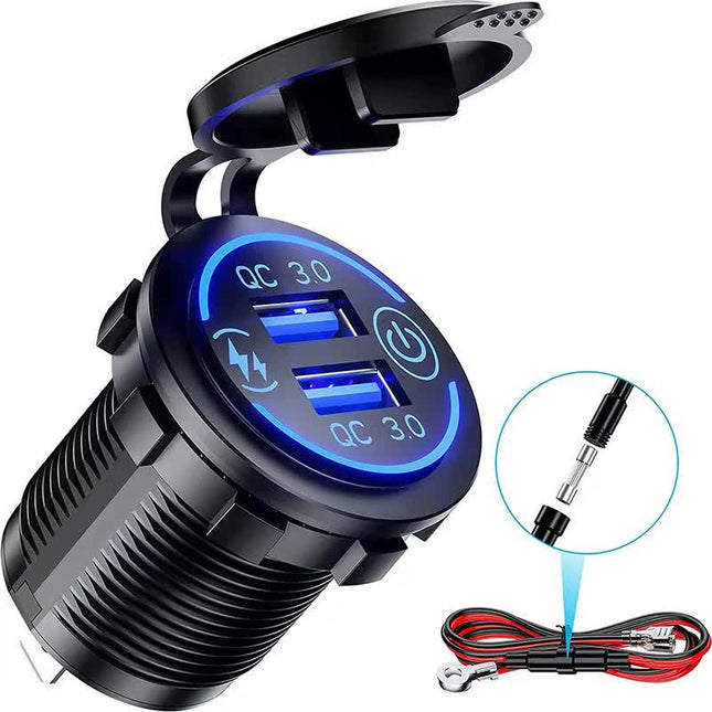 (2 PCS)45W Car USB Charger with Dual QC3.0 Fast Charging Ports