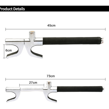 Black Multifunctional Car Steering Wheel Lock - Adjustable and Telescopic Anti-theft & Window Breaker Safety Tool