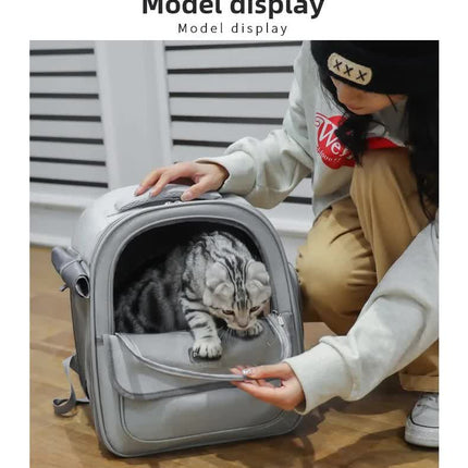Gray Pet Carrier Backpack - Space Capsule Design for Cats & Small Dogs