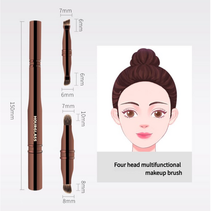 Versatile 4-in-1 Portable Makeup Brush  - Eyeshadow & Eyebrow Brushes for Flawless Looks