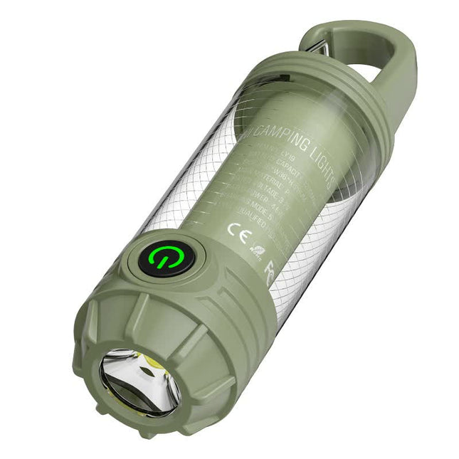 2 PCS Green Portable Outdoor Camping Light with 6 Modes & Keychain Hook