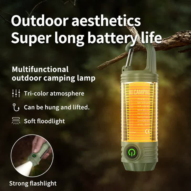 2 PCS Khaki Portable Outdoor Camping Light with 6 Modes & Keychain Hook – product detail