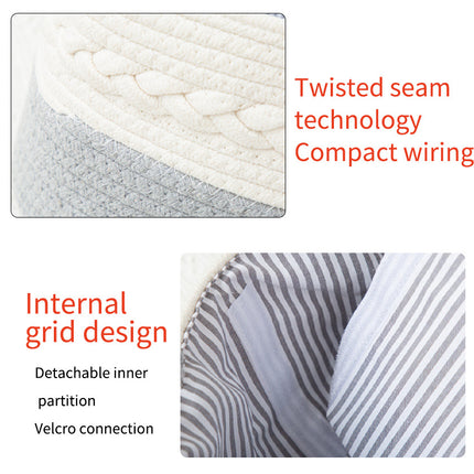 Grey Stylish Cotton Rope Basket for Clothing & Toys - Woven Storage Organizer, 38x23x18cm