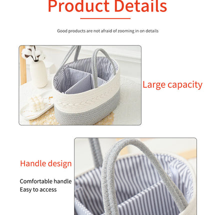 White and Black Stylish Cotton Rope Basket for Clothing & Toys - Woven Storage Organizer, 38x23x18cm