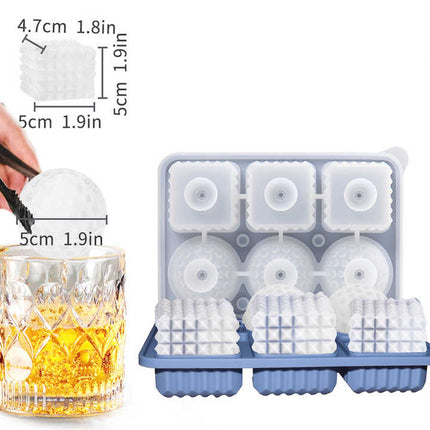 2 PCS Sphere & Square Ice Cube Tray (Pink) - Novelty Silicone Ice Maker for Whiskey Cocktails