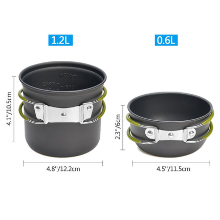 Complete Camping Cookware Set - Portable Pots, Cup, Spork, and Stove for Outdoor Adventures