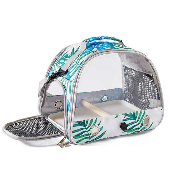Stylish Leaf Print Clear View Bird Carrier