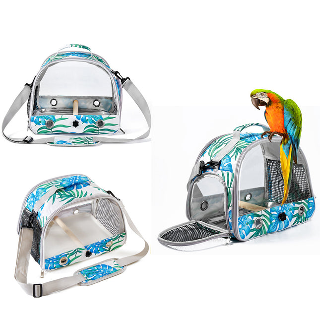 Stylish Leaf Print Clear View Bird Carrier – product detail