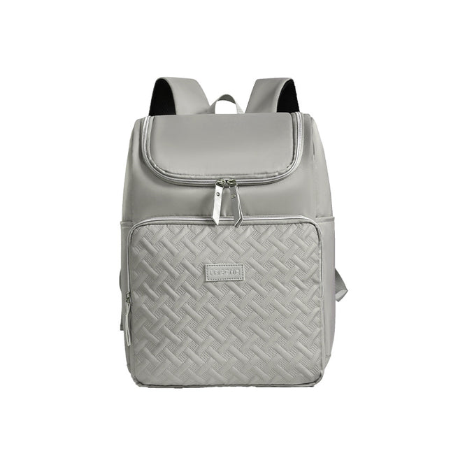 Grey Stylish Quilted Diaper Bag Backpack