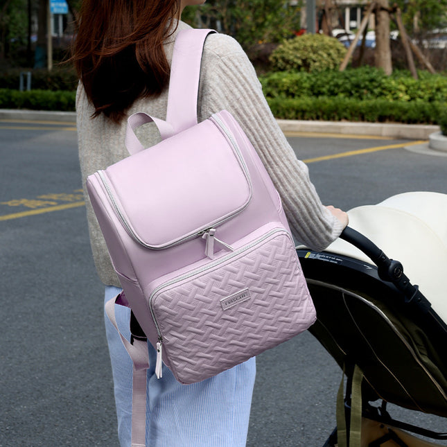 Grey Stylish Quilted Diaper Bag Backpack – product detail