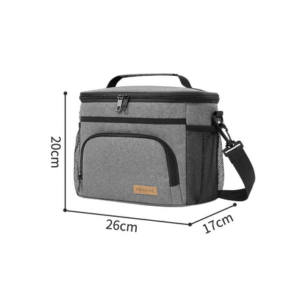 Black Insulated Lunch Bag Cooler Tote - 9L Leakproof Thermal Lunch Box with Shoulder Strap & Pockets for Work, Picnic, Travel
