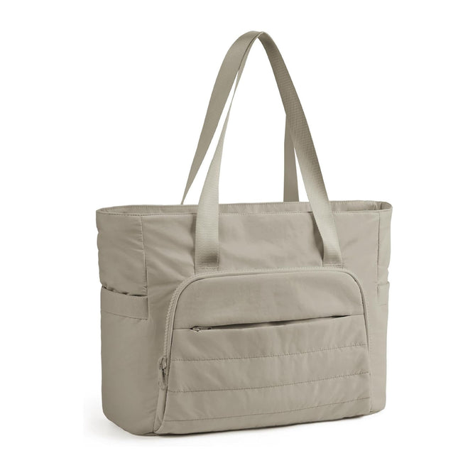 Light Tan Versatile Women's Gym Tote Bag with Yoga Mat Strap