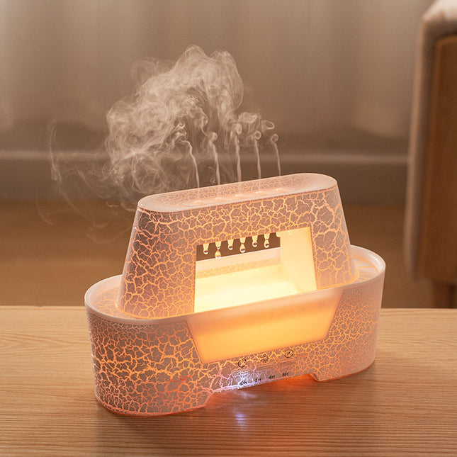 White 300ml Ultrasonic Aroma Diffuser with Cracked Light Design