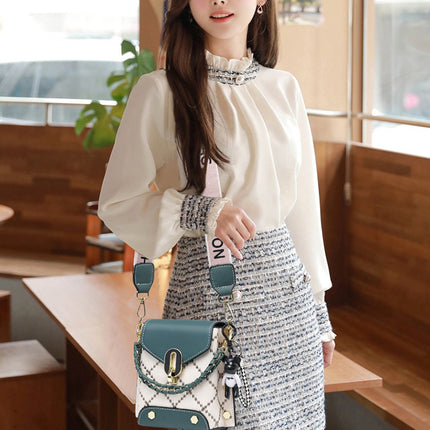 khaki Stylish Korean Minimalist Crossbody Bag - Elegant Small Square Shoulder Bag with Phone Pocket