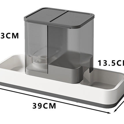 Grey 2-in-1 Automatic Pet Water and Food Dispenser - Gravity Feeder for Cats and Dogs