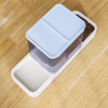 Blue 2-in-1 Automatic Pet Water and Food Dispenser - Gravity Feeder for Cats and Dogs