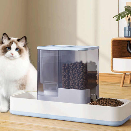 Pink 2-in-1 Automatic Pet Water and Food Dispenser - Gravity Feeder for Cats and Dogs
