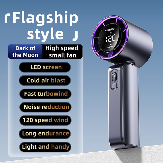 Purple Portable Handheld Fan with 120-Speed Display