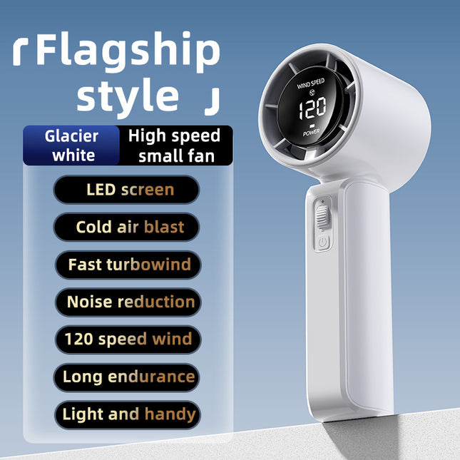 White Portable Handheld Fan with 120-Speed Display