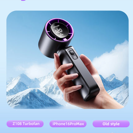 White Portable Handheld Fan with 120-Speed Display - USB Rechargeable Mini Cooling Fan for Outdoor Use