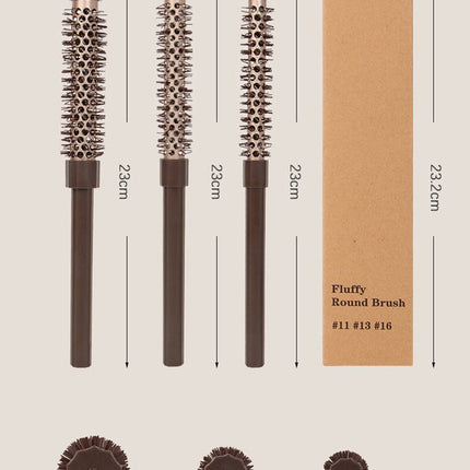 Fluffy Round Hair Brush Set #11 #13 #16 - Volumizing Ceramic Styling Tools for Salon-Perfect Blowouts