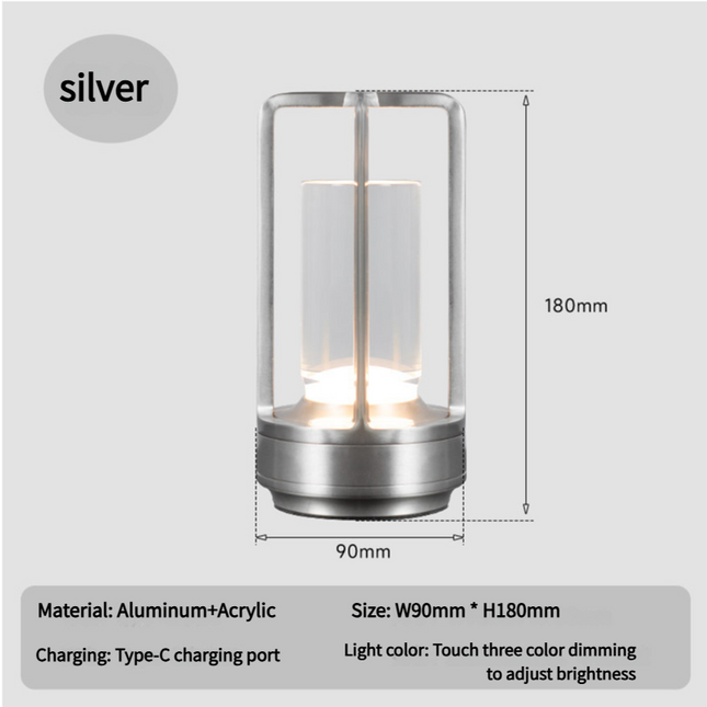 Silver Rechargeable Table Lamp