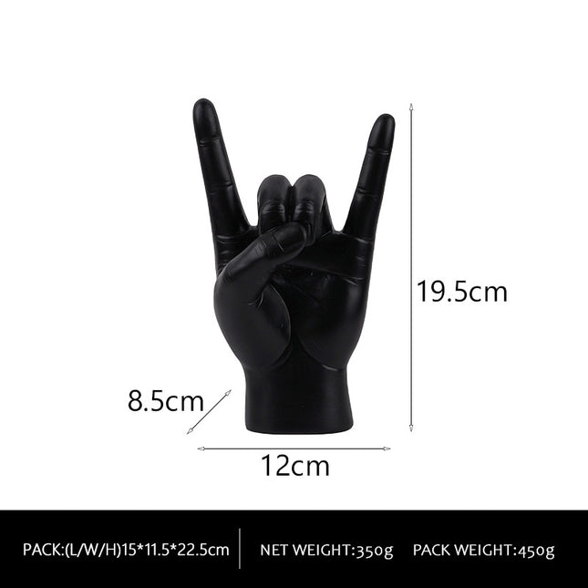 Black Left Hand Resin Rock and Roll Hand Figurine