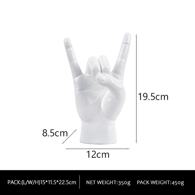 White Right Hand Resin Rock and Roll Hand Figurine