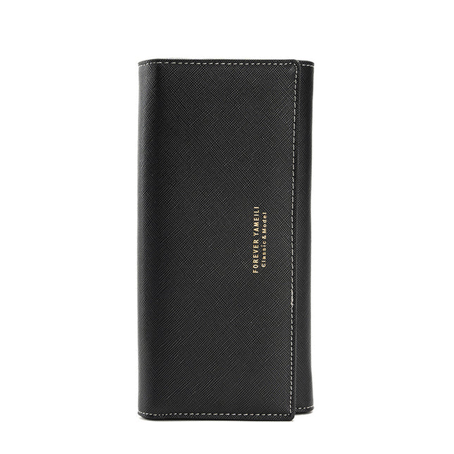 Black PU Slim Wallet with Polyester Interior