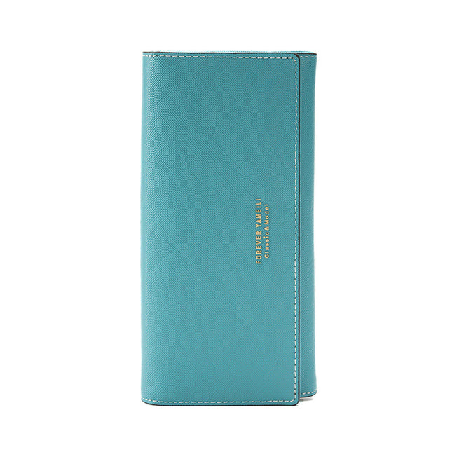Blue PU Slim Wallet with Polyester Interior