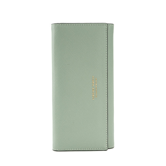 Green PU Slim Wallet with Polyester Interior