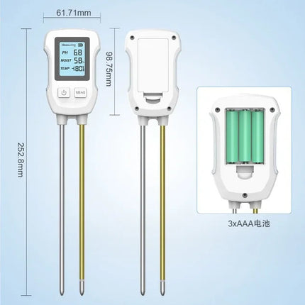 3-in-1 Soil Detector for pH, Moisture, and Temperature - Gardening Tool for Healthy Plants (Battery not included)