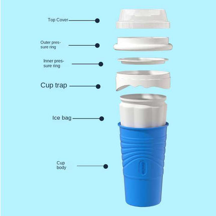 Rose Red Cool Summer Slushie Cup - 500ml Quick-Freeze Smoothie Maker with Straw
