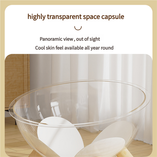 Luxury Transparent Cat Bed with Wooden Legs (Stylish Pet Nest)