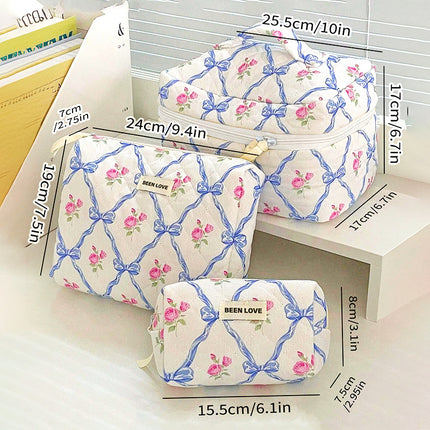 Pink Elegant 3-Piece Cosmetic Storage Set - Portable Skincare and Travel Pouch