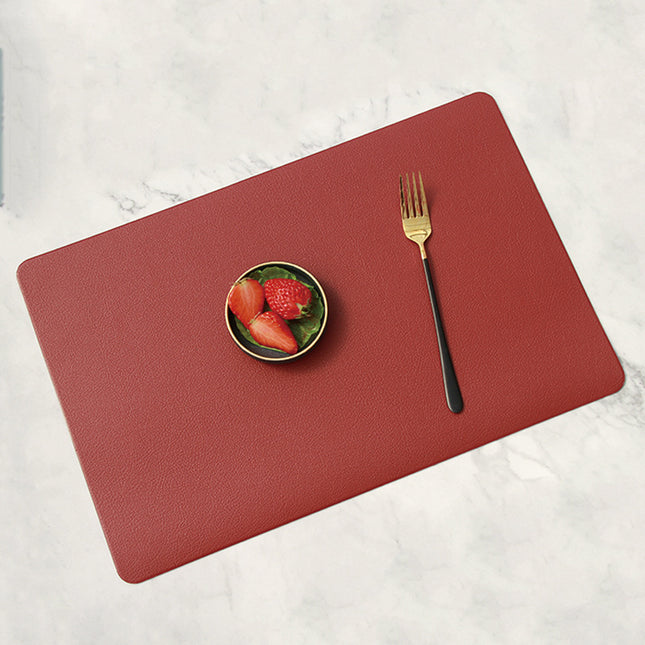 5 PCS Red Nordic Style Leather Placemat
