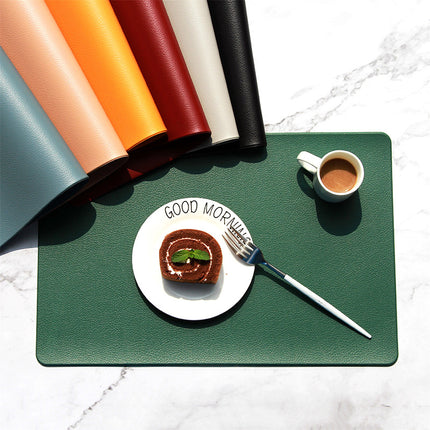5 PCS Green Nordic Style Leather Placemat - Anti-Slip, Heat-Resistant Table Mat 30cm x 45cm
