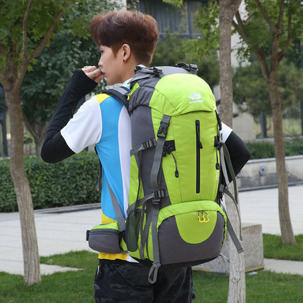 Blue 36-55L Outdoor Hiking Backpack - Durable Water Resistant Travel Bag for Trekking, Camping, and Adventure