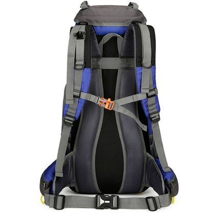 Blue 36-55L Outdoor Hiking Backpack - Durable Water Resistant Travel Bag for Trekking, Camping, and Adventure