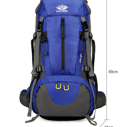 Black 36-55L Outdoor Hiking Backpack - Durable Water Resistant Travel Bag for Trekking, Camping, and Adventure