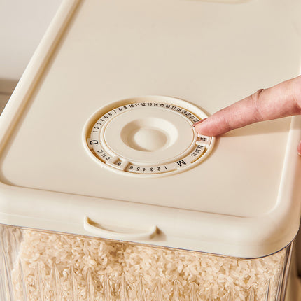 Regular Gray Smart Kitchen Rice Dispenser - Automatic Press-Style Rice Storage Bin