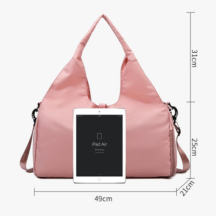 Pink Stylish Women's Travel Bag - Large-Capacity Fitness & Yoga Bag with Separate Shoe Compartment