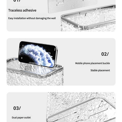 2PCS Stylish Double-Layer Transparent Wave-Textured Tissue Box Holder - Stylish Bathroom Storage