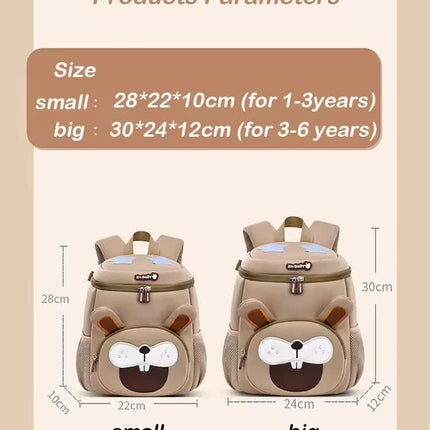 Grey Cat Cute Animal  Kids Backpack - Lightweight Toddler School Bag - Soft 3D Cartoon Daypack for Kindergarten & Childcare- Boys Girls Ages 3-6
