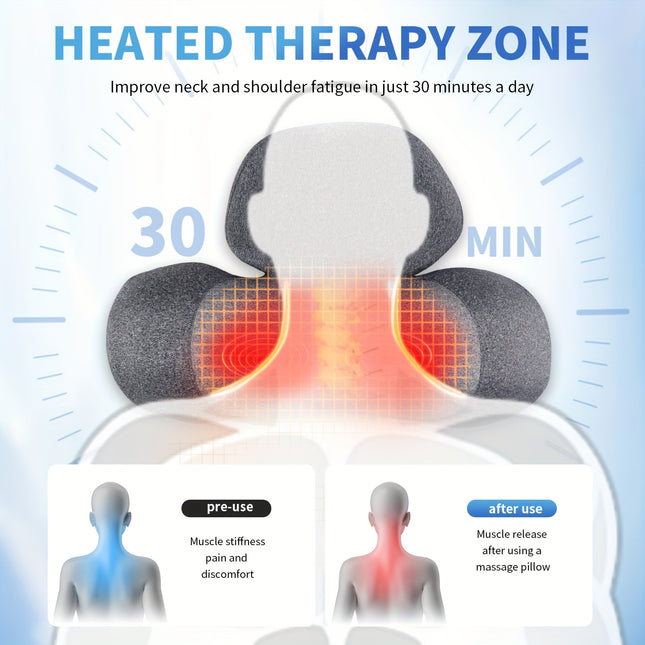 USB-Powered Memory Foam Neck Pillow Electric Cervical Neck Massage Pillow with 15-Minute Timer – product detail